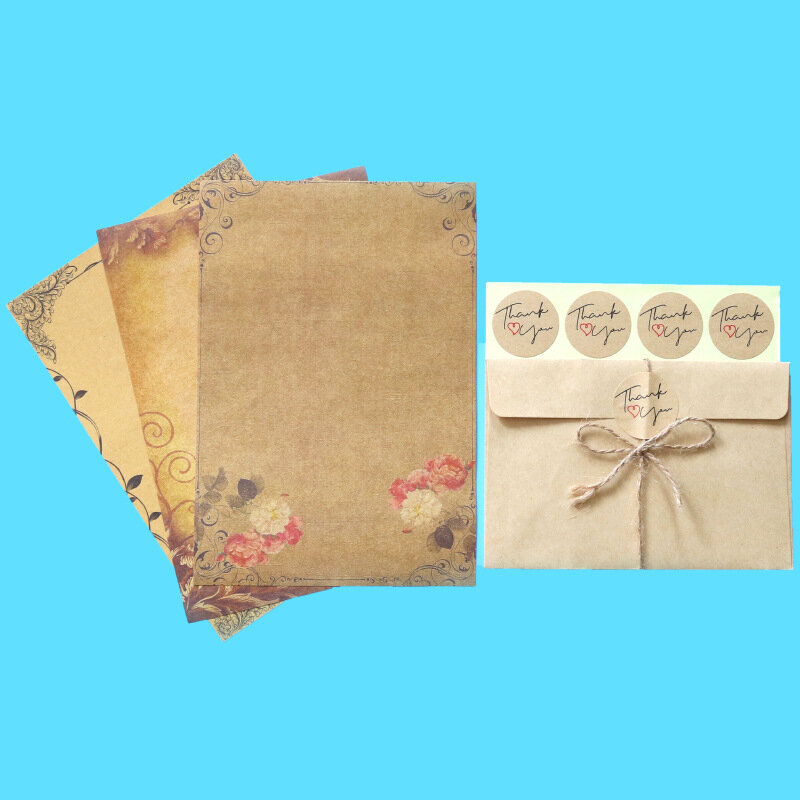 Lot de 4 enveloppes de 8 lettres en papier Kraft, Simple, rétro, pour Invitation occidentale, pour la saint-valentin