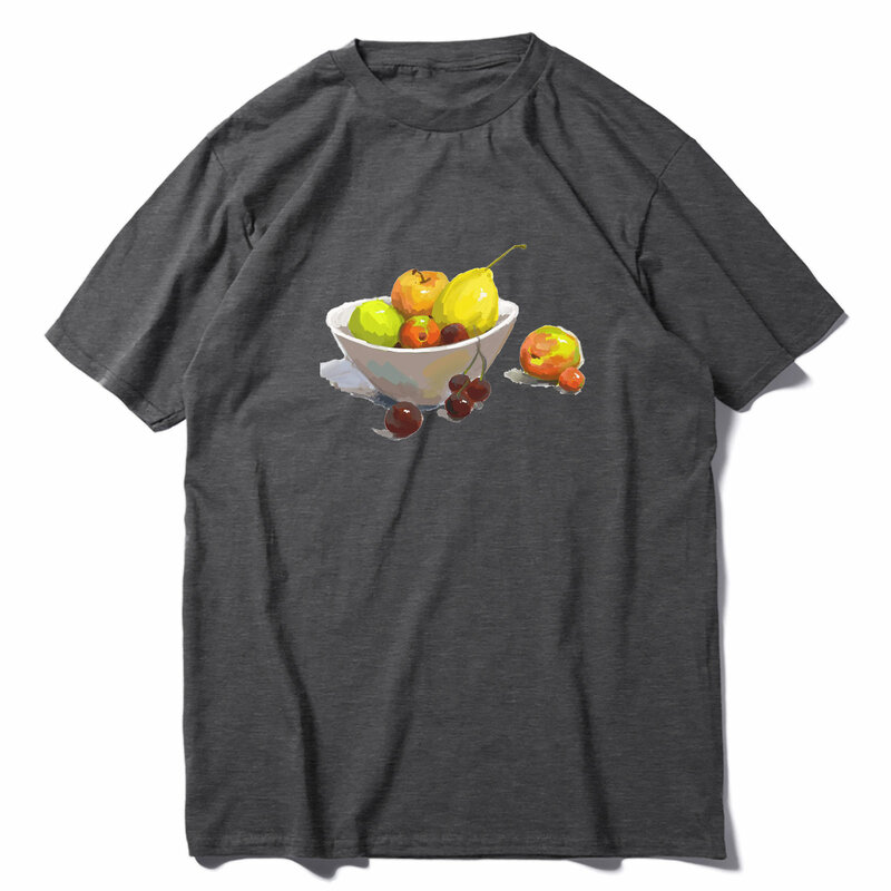 Jklpolq camisetas de algodão de tamanho grande, camisetas masculinas com estampa de arte do guache, gola engraçada, estilo de verão, camisetas femininas, tamanho único