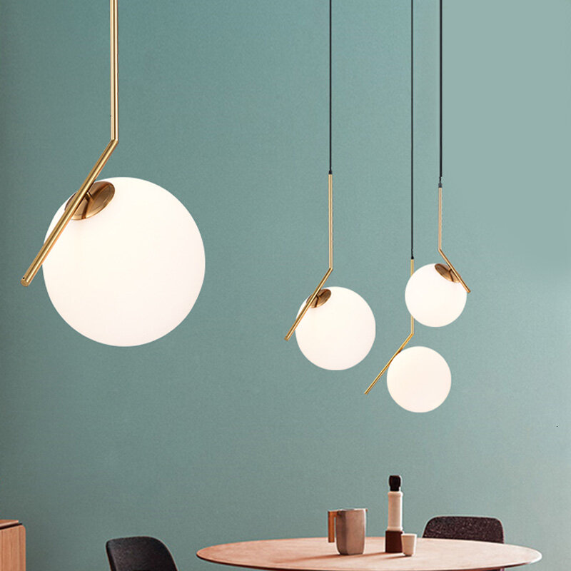 Lampe suspendue en forme de boule de verre au design moderne, luminaire décoratif d'intérieur, idéal pour un salon, une salle à manger ou une chambre à coucher, AC85-240V