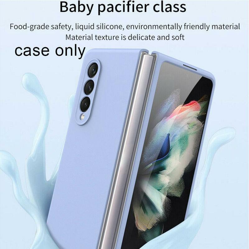 Genuine Liquid Soft Silicone Phone For Z Fold 3 Folding Screen Protective W6v4