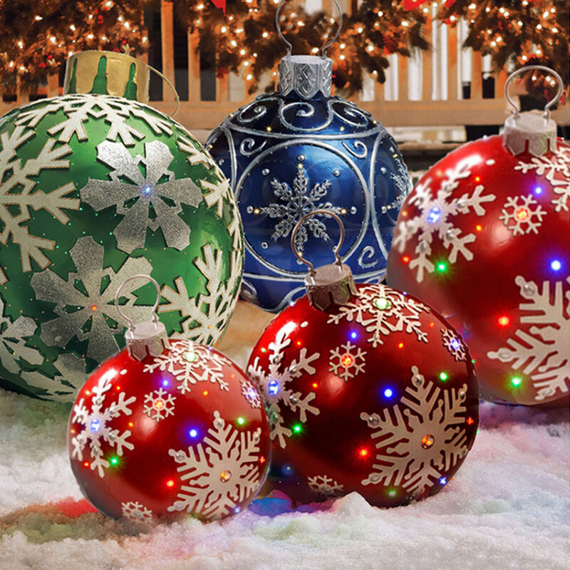 Kerst Decoratie Ballon 60Cm Outdoor Fun Feestelijke Sfeer Afdrukken Pvc Opblaasbare Speelgoed Bal Ambachten