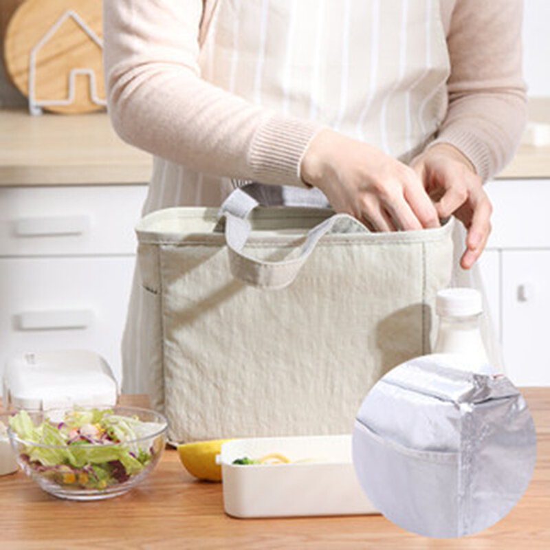 Saco de almoço portátil simples mulheres grandes sacos de refrigerador fresco à prova dwaterproof água sacolas de alimentos piquenique almoço recipiente sacos de armazenamento de alimentos mo184