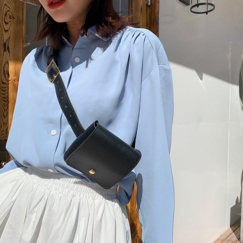Moda damska torby z paskiem jednokolorowe saszetki na pas na ramię kobiety PU skórzany piterek na co dzień torebka portfel pas na klatkę piersiową Crossbody torba