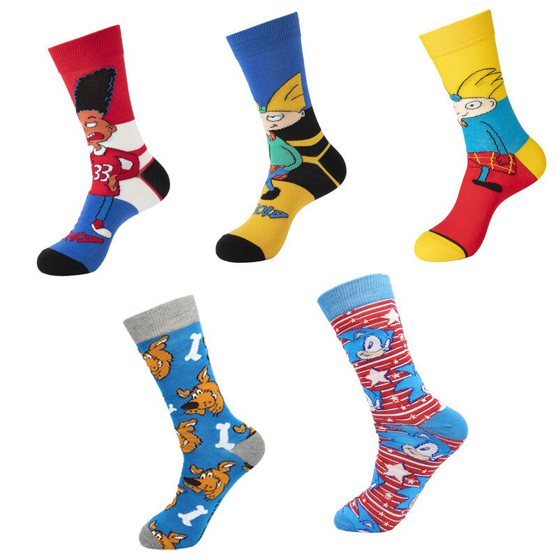 BG527 1 пара новых детских носков из хлопка Для мужчин Для женщин Для мужчин нескользящих носочков с изображением забавных милых Новинка Мульт...