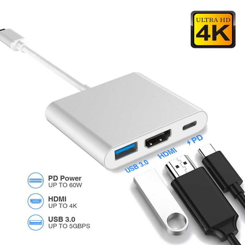 3 محول USB نوع C Hub HDMI-متوافق 4K دعم سامسونج Dex وضع USB-C قفص الاتهام مع PD لماك بوك برو/الهواء 2021