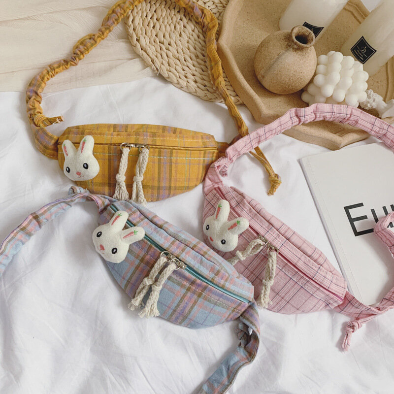 Детская маленькая сумка с милым Кроликом, хлопковая нагрудная сумка для девочек, детская поясная сумка