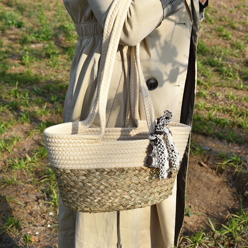 女性用手織りストローバッグ,大きな籐のトラベルバッグ,ビーチに最適,2021コレクション