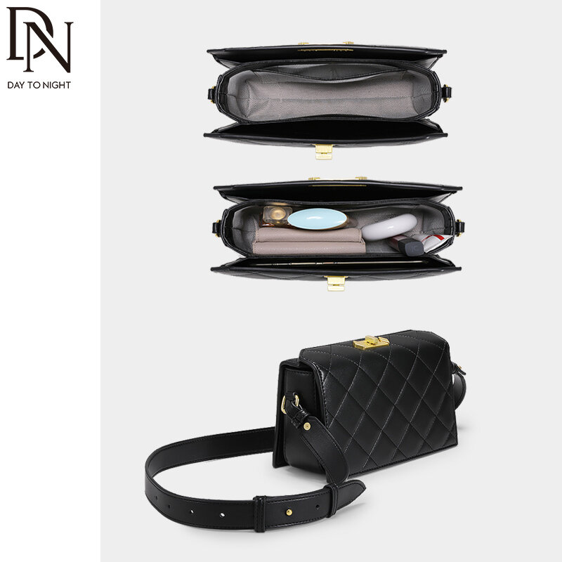 DN Women’s Bags Underarm Shoulder Bag 2022 Fashion Mid Open Simplicity Diamond Lattice Crossbody Handbag Ladies Small Purse