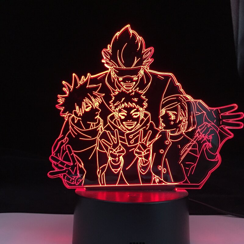 Lámpara de Anime 3d, luz de equipo Satoru Gojo, Jujutsu Kaisen, luz Led de noche para regalo de cumpleaños, lámpara de grupo Jujutsu Kaisen Satoru Gojo