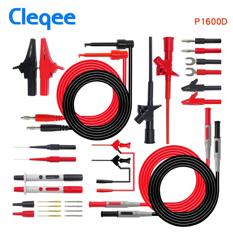 Cleqee-cable de prueba para sonda IC, gancho de prueba, conector BNC, 18 en 1, P1600C/D/E/F
