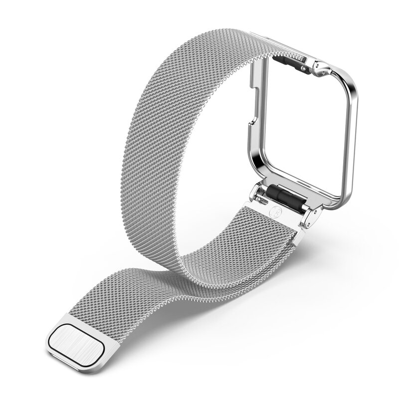 Nova pulseira de aço inoxidável para xiaomi mi relógio lite pulseira laço magnético correa para xiaomi redmi pulseira de metal + caso