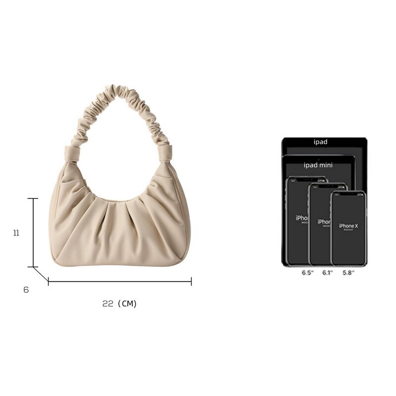 Fashion Women Underarm Handbag Leather Cloud Messenger Bag Lady Retro Fold Shoulder Bag Small Tote Bag Girls Daily Coin Puse Bag