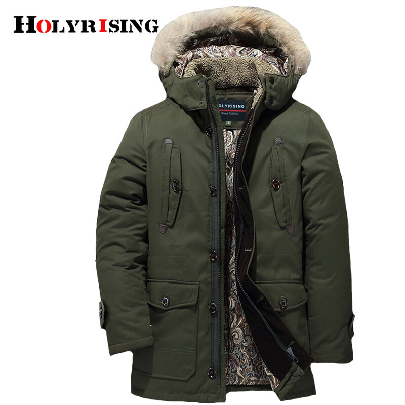 Holyrising jaquetas masculinas pena de pato branco, quentes, de inverno com capuz, grosso, roupas masculinas leve, vestuário 50%-5