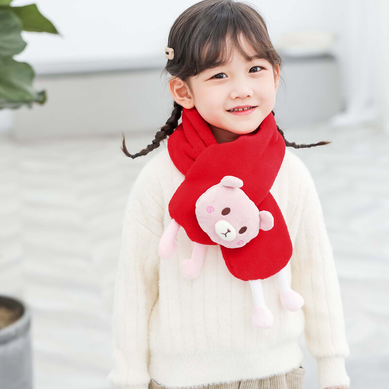 Bufandas de muñeca de dibujos animados para bebé, niños y niñas, chales para mantener el calor, bufandas, Collar grueso para invierno, bufanda para niño pequeño