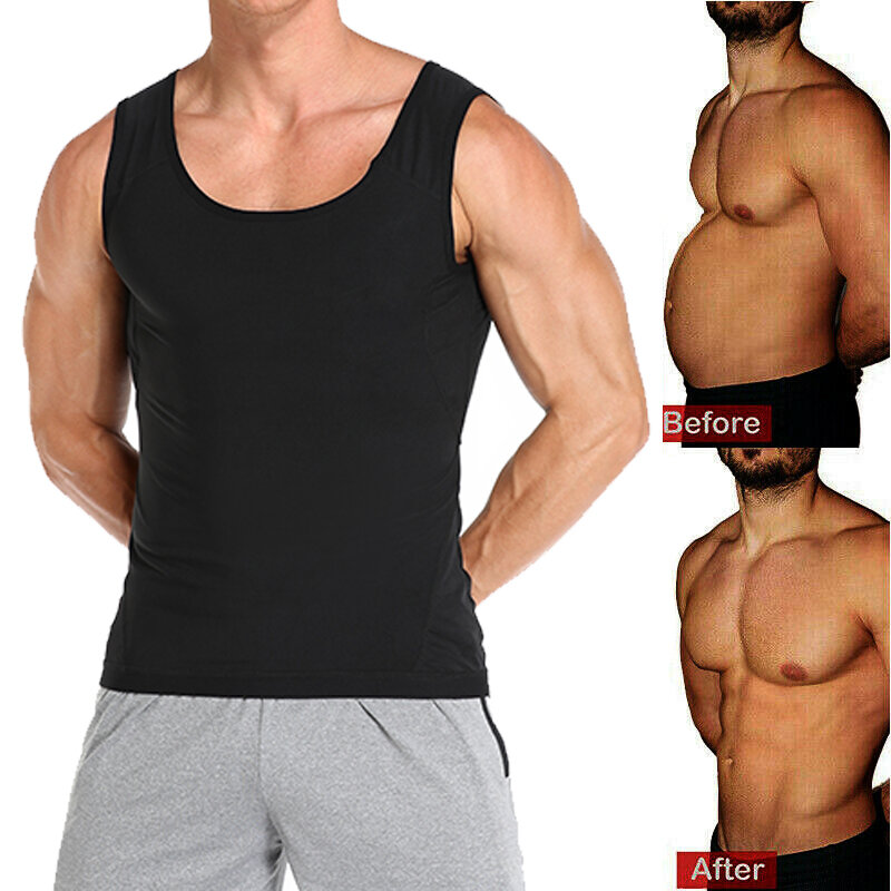 Camiseta modeladora para homens, sauna, treinamento de cintura, barriga, compressão, perda de peso, espartilho, queima de gordura, fitness, slim, polímero pro