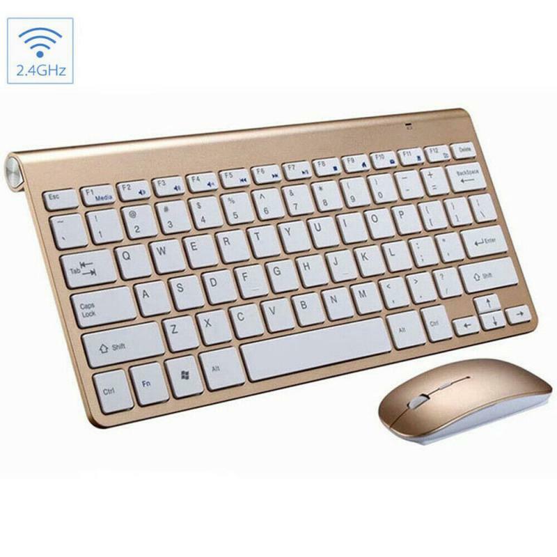 2.4G Keyboard Nirkabel dan Mouse Gamer Set Mouse Keyboard Multimedia Mini untuk Laptop Notebook PC TV Persediaan Kantor