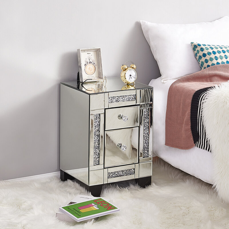 Panana Mirrored Bedside Cabinet/Bedside Table/Chest 3 Drawers Bedroom Nightstand Table De Chevet Fast Delivery