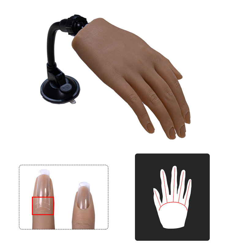 Hohe Simulation Silikon Hand Modell Für Nagel Kunst Praxis 3D Erwachsene Mannequin Mit Flexible Finger Einstellung Display Mit Holdle Verwendet