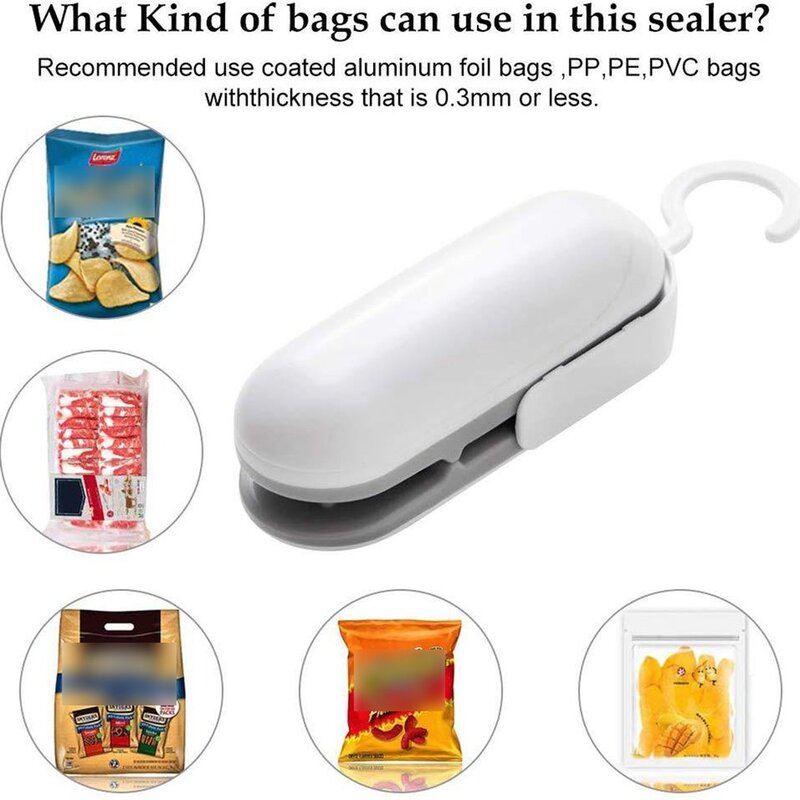 Thermoscelleuse et découpeur sous vide portable 2 en 1, refermable pour sac plastique, stockage des aliments, sac de collation, sac de fraîcheur