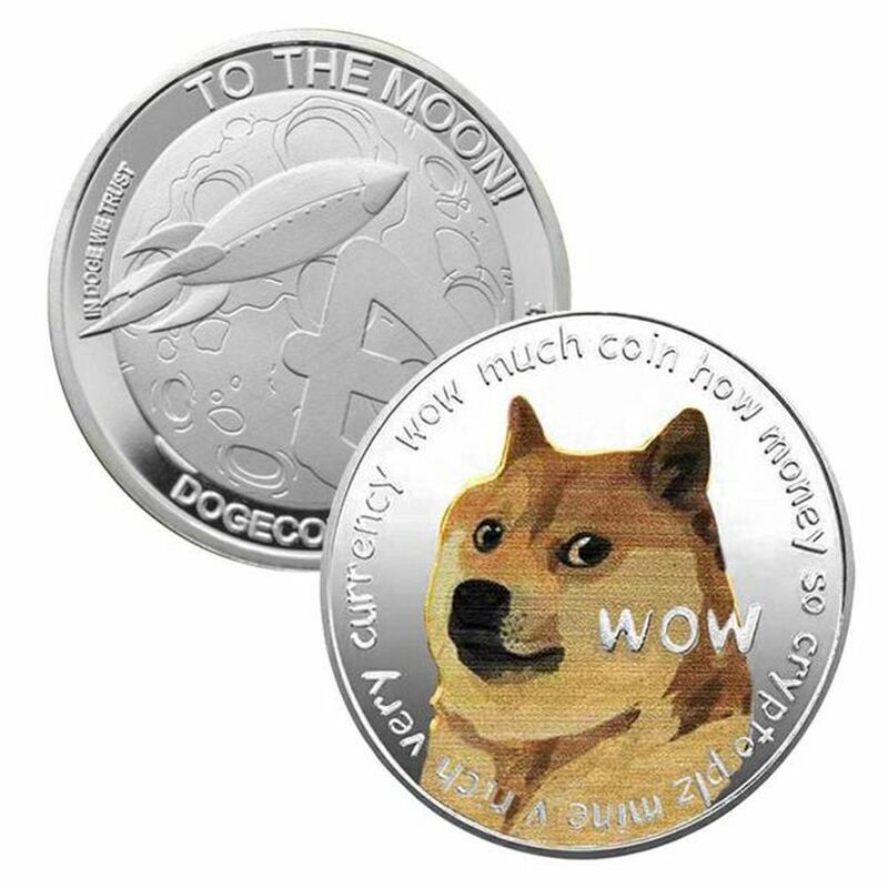 Dogecoin-colección de monedas conmemorativas de Doge, colección de insignias de animales, recuerdo de patrón de perro Wow, decoración del hogar