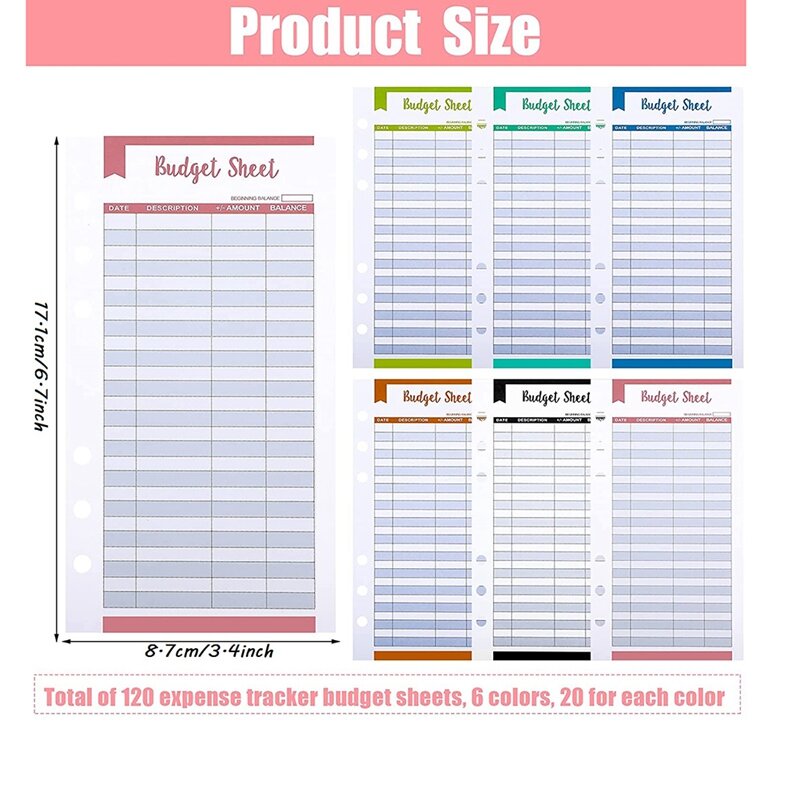 120 Pieces Expense Tracker Budget Sheets Budget Trackers Paper Fit Budget Envelopes Money Planner for Budgeting Bill