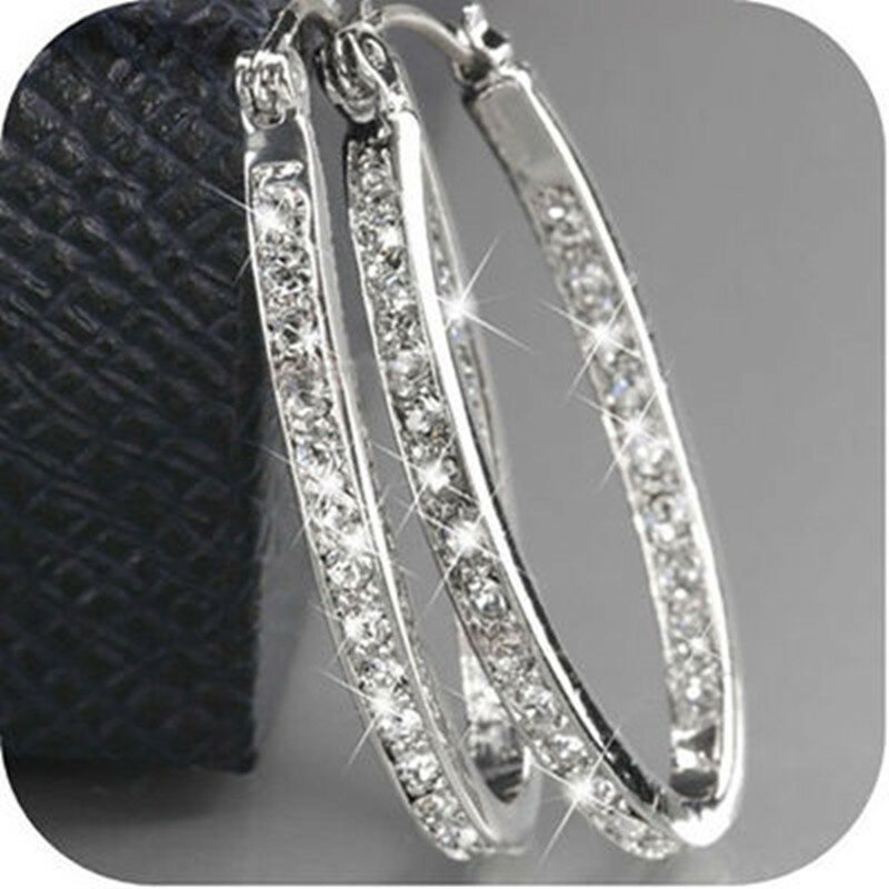 Luxury Pendientes Gold Silver Big Hoop Earrings for Women Jewelry Wedding Zircon Brincos Engagement Statement Earring