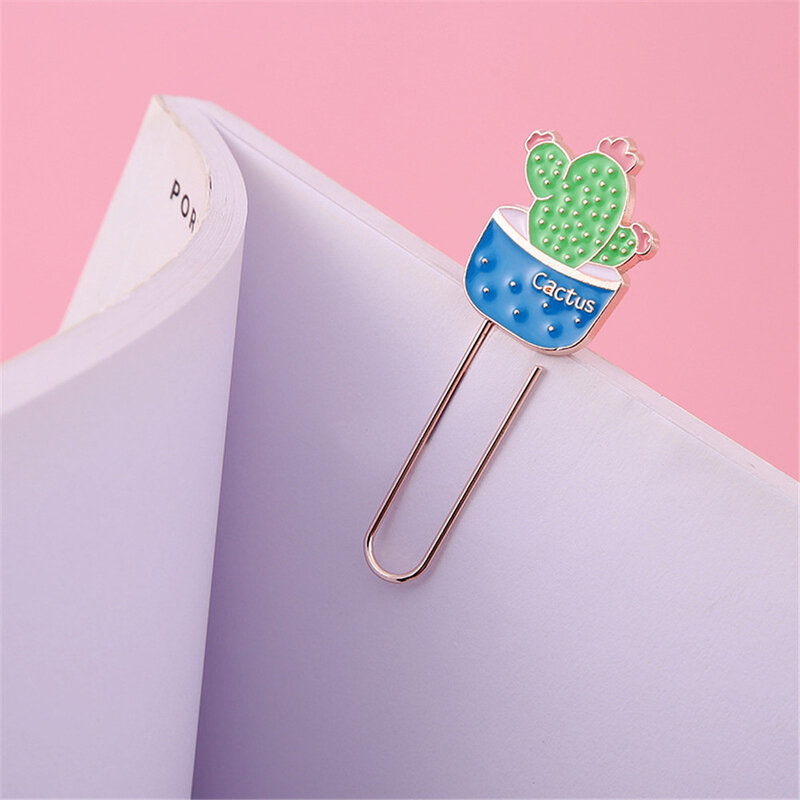 1pcs Cartoon Cactus Paper Clips Escolar Bookmarks Photo Memo Ticket File Clip Student Kawaii Stationery School Supplies Gifts