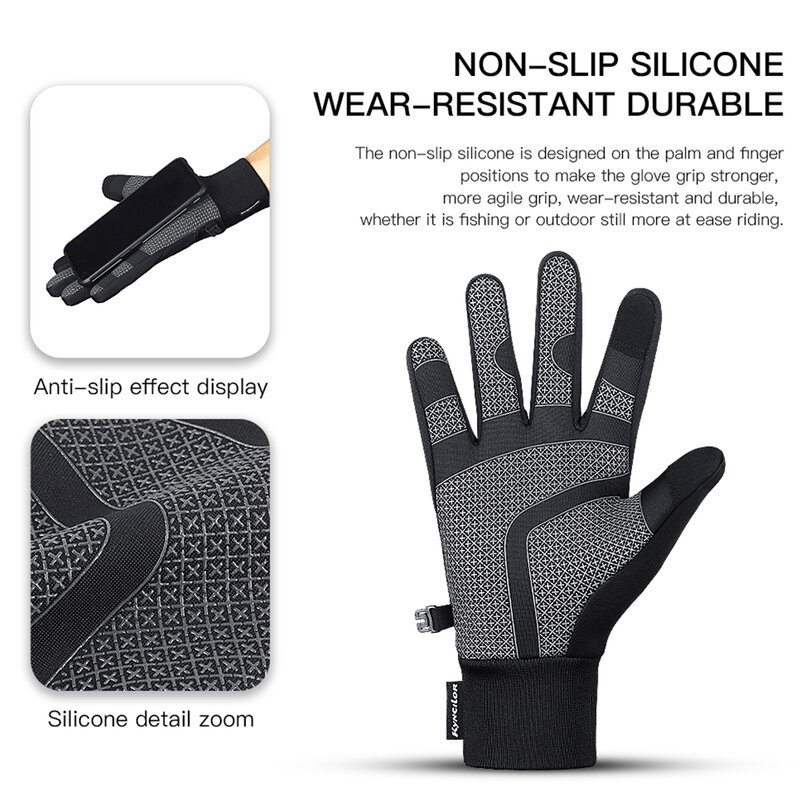 Зимние перчатки для мужчин и женщин, водонепроницаемые велосипедные перчатки, светоотражающие перчатки для сенсорного экрана, спортивные ...