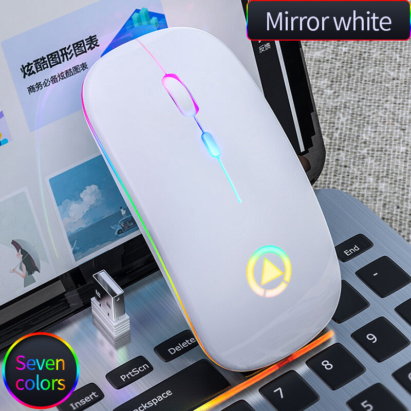 LED Wireless Mouse Schlank Wiederaufladbare Wireless Stille Maus, 2,4G Tragbare USB Optische Drahtlose Computer Mäuse mit Usb-empfänger