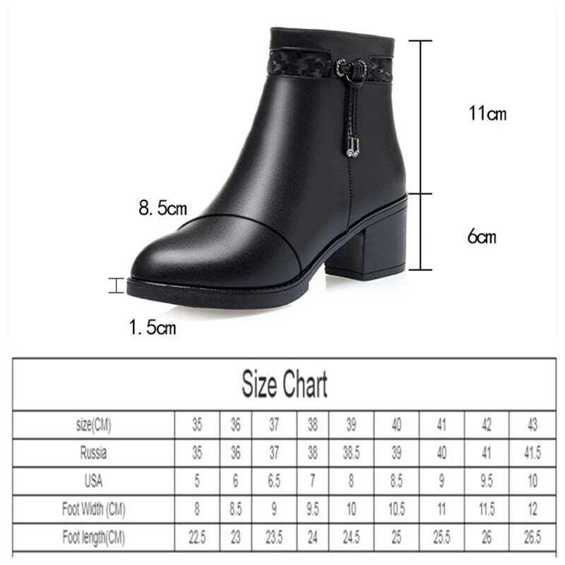 AIYUQI – bottes d'hiver antidérapantes pour femmes, 2022 cuir véritable, laine, chaudes, grande taille, chaussures à talons hauts, à la mode