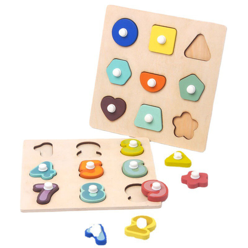 어린이 나무 퍼즐 보드 장난감 숫돌 없음 디지털 모양 매칭 수학 퍼즐 유치원 학습 인식 교육 장난감
