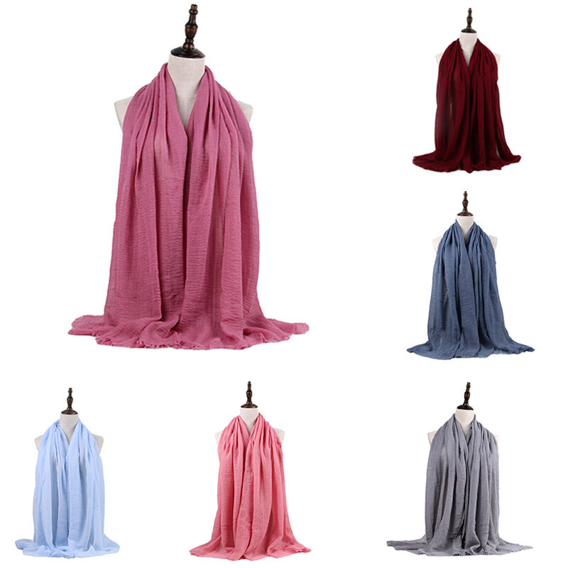 De algodón y lino hiyabs para mujer señoras Simple sólido Mantón largo bufanda de mujer diario de hiyab liso Moda musulmana pañuelo