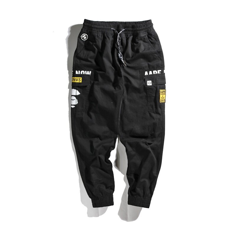 2021 Hip Hip Jogger Pants Streetwear Men Harajuku Cargo Pants Multi Pockets HipHop Joggers Trousers Black Track Pants Hipster
