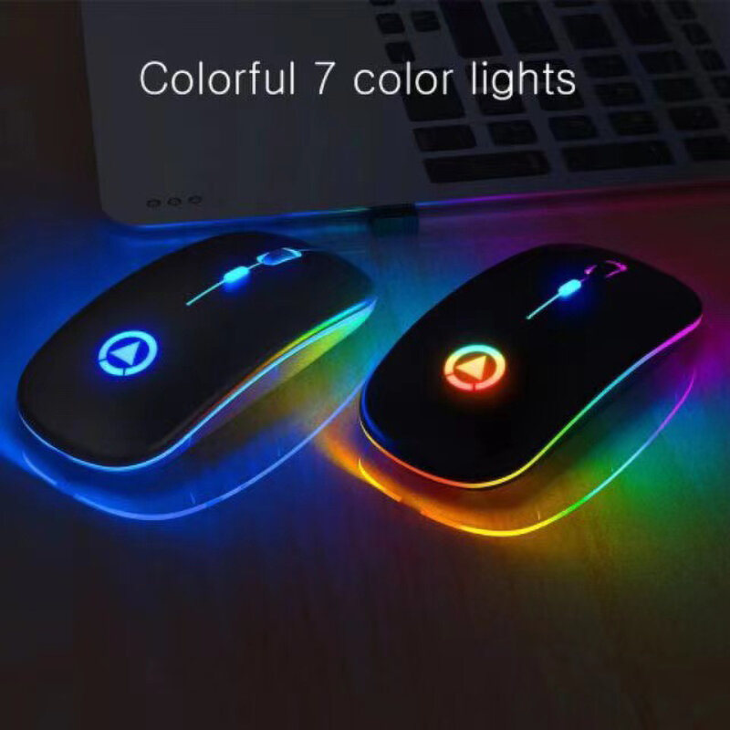 Ratón inalámbrico A2 RGB recargable, Mouse silencioso para ordenador, retroiluminado con LED, Gaming, oficina, Accesorios para ordenador portátil