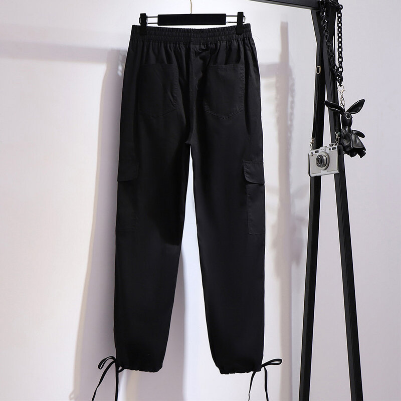 Pantalones largos con cordón en la cintura para mujer, calzas Vintage de talla grande 5XL, informales, para primavera y verano, 2021