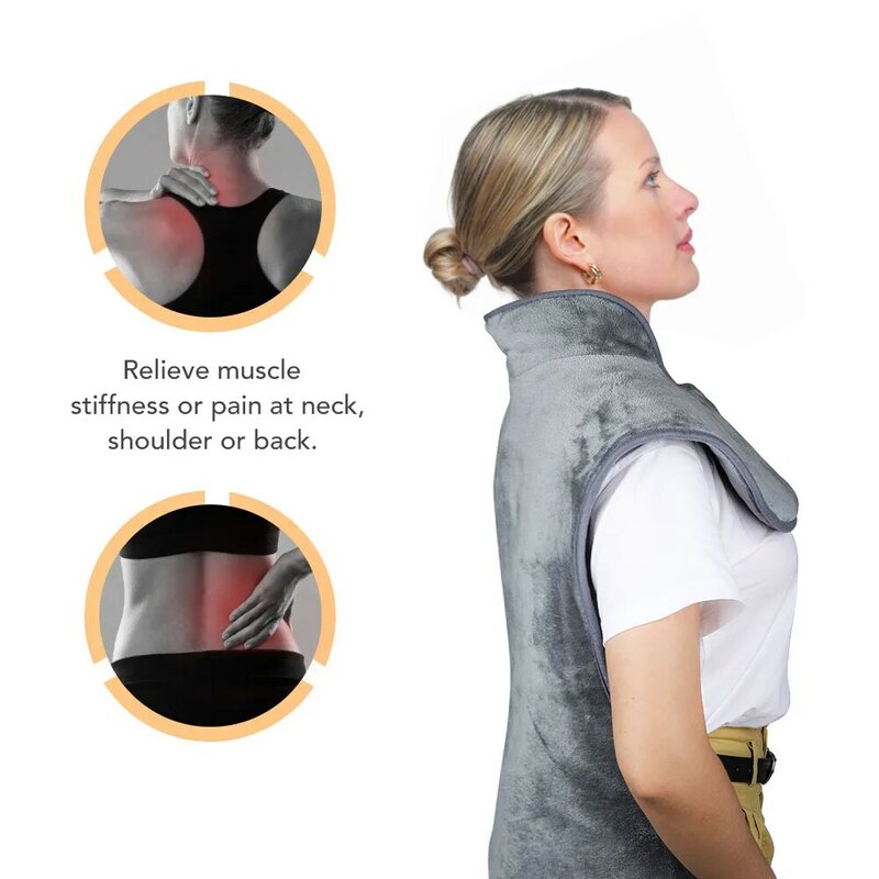 Almohadilla eléctrica para calentar el cuello y la espalda, manta de calefacción lavable con temperatura ajustable, almohadilla para fisioterapia