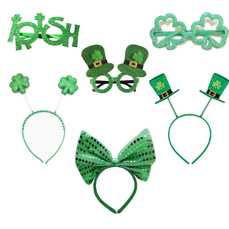 Conjunto de joyería del Día de San Patricio, joyería del Festival irlandés, gafas con hebilla para la cabeza, conjunto de 6 piezas, ropa irlandés, Festival de la cerveza irlandés