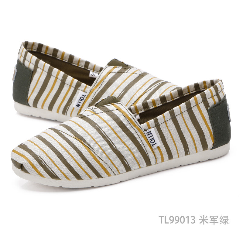 Lovers flat canvas shoes casual stripe printing comfortable flat shoes spring and summer one-step loafers wild five-color
