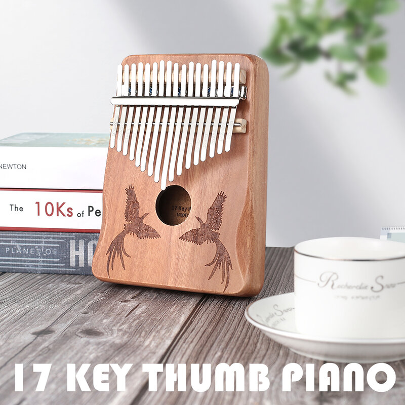 17 Kunci Kunci Piano Jempol Kayu Berkualitas Tinggi Alat Musik Tubuh Mbira dengan Buku Pembelajaran Hadiah Natal Piano Kalimba
