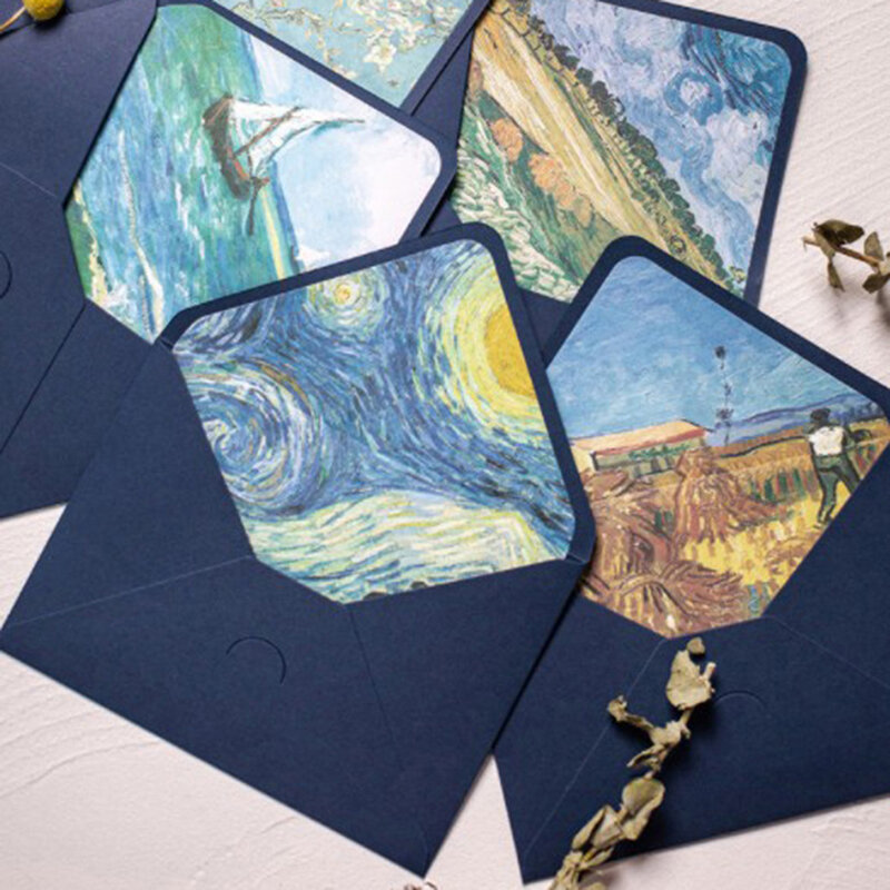 Sobres Vintage exquisitos para cartas, sobres clásicos de pintura al óleo de Van Gogh, invitaciones de boda, 1 unidad