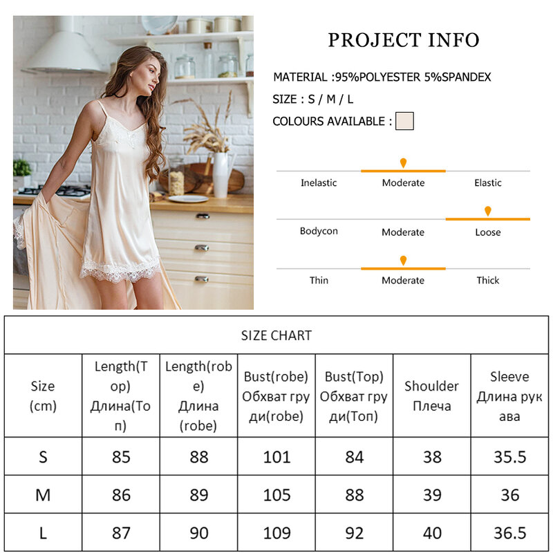 Hiloc Lace Patchwork Robes For Women Pajama Sets Nightwear Three Quarter Sleeves Autumn Suits Mini Nightdress Set Woman 2 Pieces