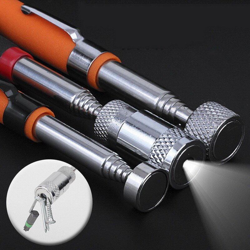 Telescopic Magnet Pen with LED Light Mini Portable Magnetic Pick-Up Tools Adjustable Extendable for Picking Up Screws Nut Bolt