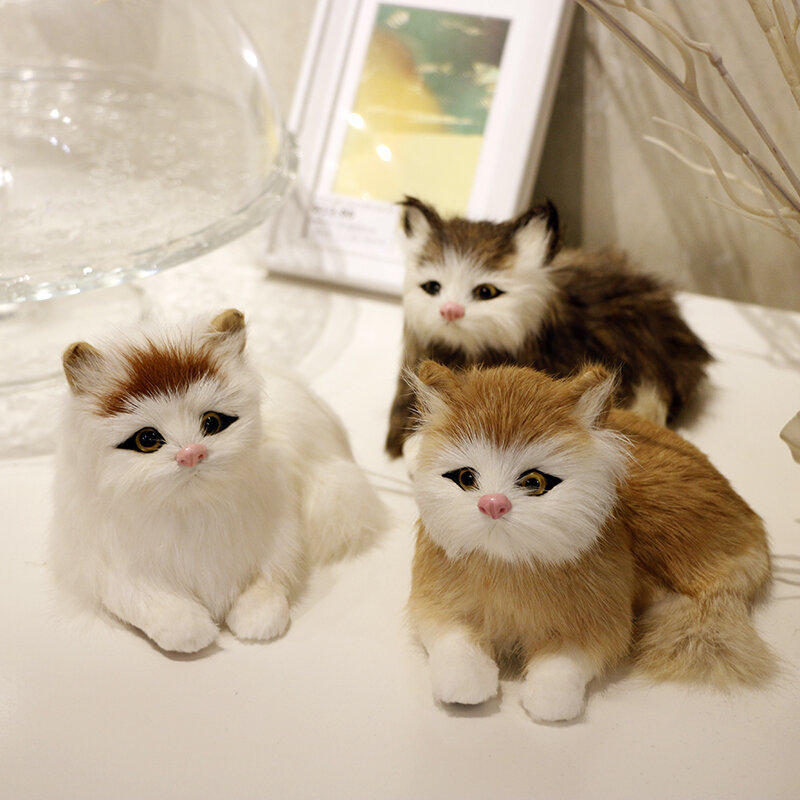 Simulation animal cat plush toy group of cute cat doll model car decoration ornaments birthday gift