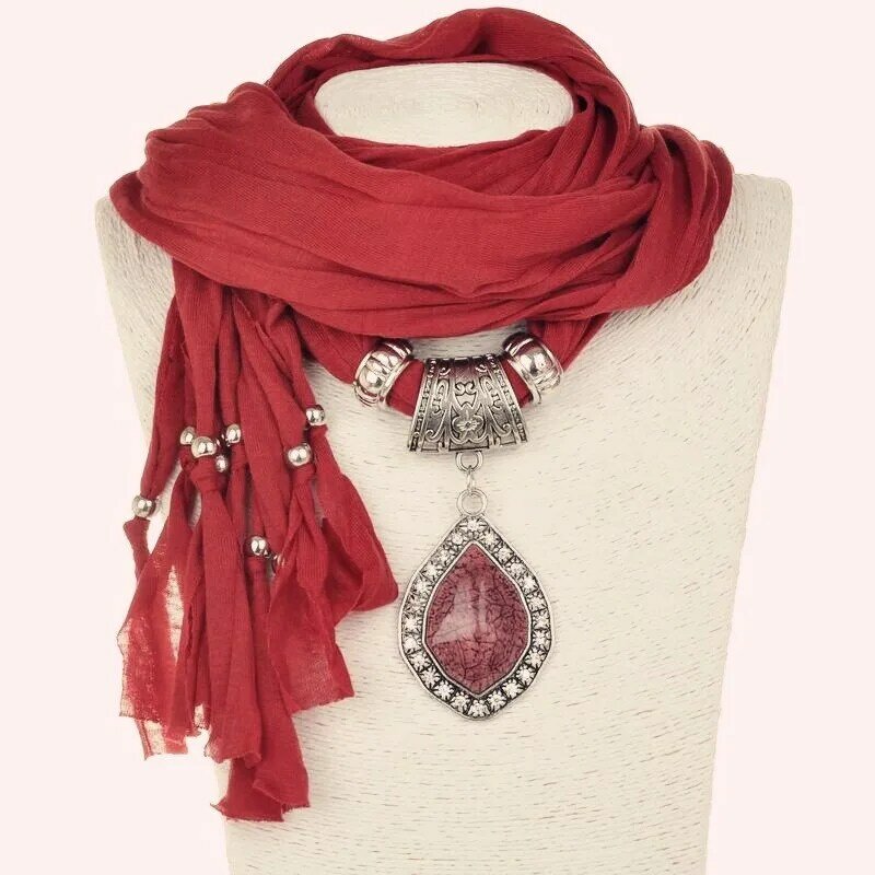 New Design statement jewelry scarf necklace for women fashion Luxury Charms accessories Pendant necklace scarf Scarves in stock