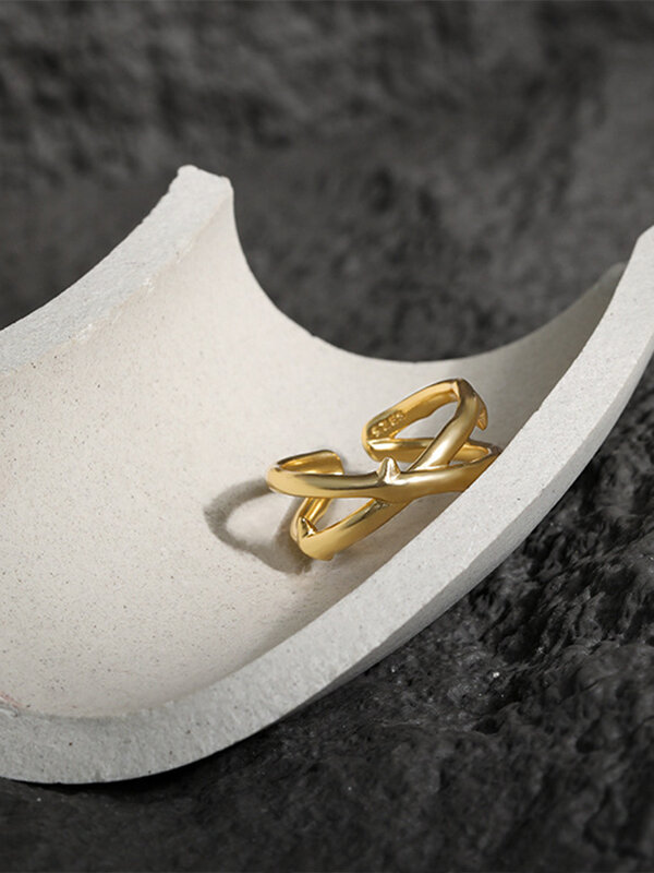 Ssteel aço 925 anéis de prata esterlina para mulher designer artesanal x-forma correspondência noivado anel aberto 2021 tendência jóias finas