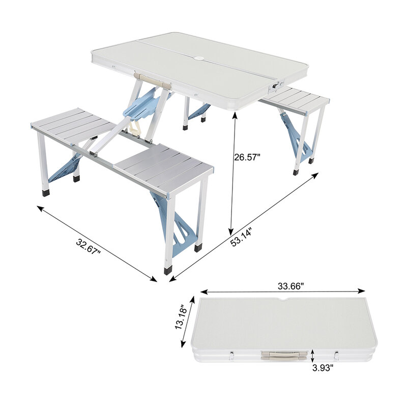 Table et chaise pliantes portables en alliage d'aluminium, 1 pièce, [Stock US]