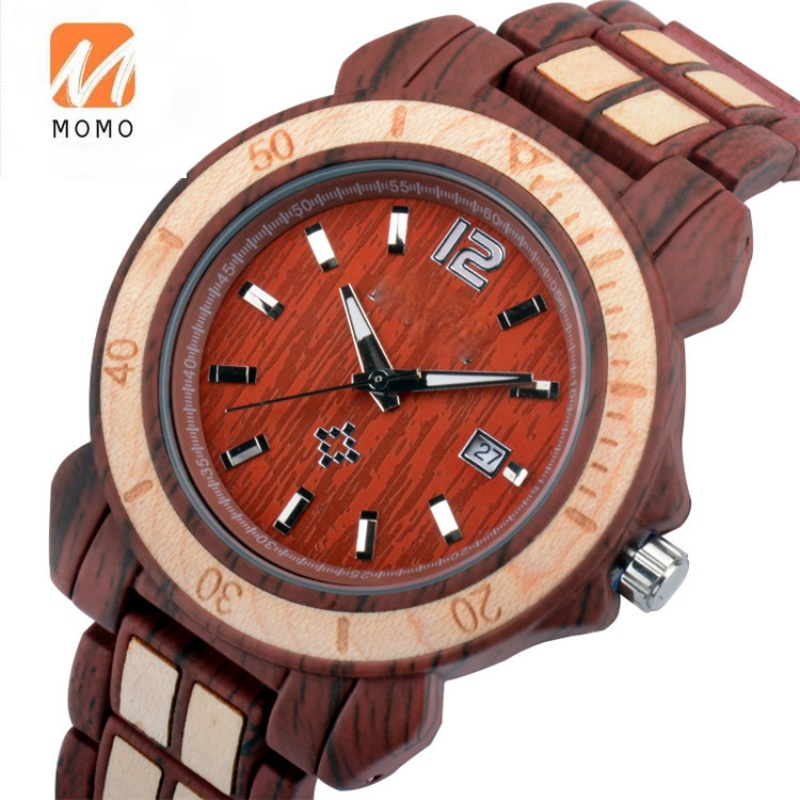 Akcesoria osobiste ręcznie robione drewno klonowe i metalowy drewniany zegarek na rękę