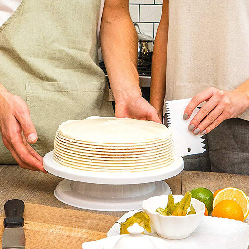 Plateau tournant en plastique pour gâteaux rond de 25 cm, outil de décoration de cuisine, plaque rotative, support, à faire soi-même