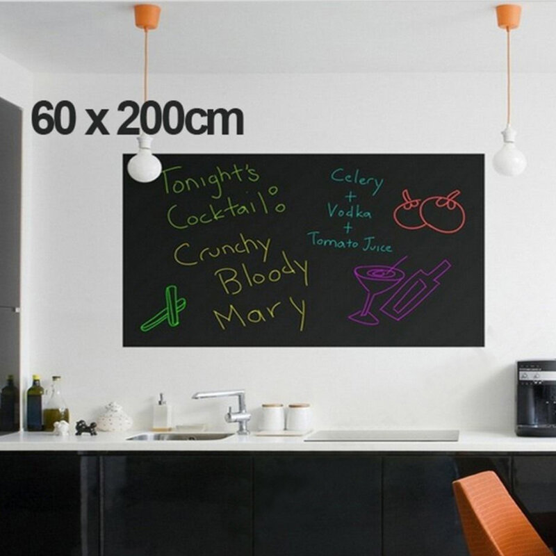 60X200Cm Papan Tulis Stiker Yang Dapat Dilepas Vinyl Draw Dihapus Blackboard Belajar Multifungsi Kantor