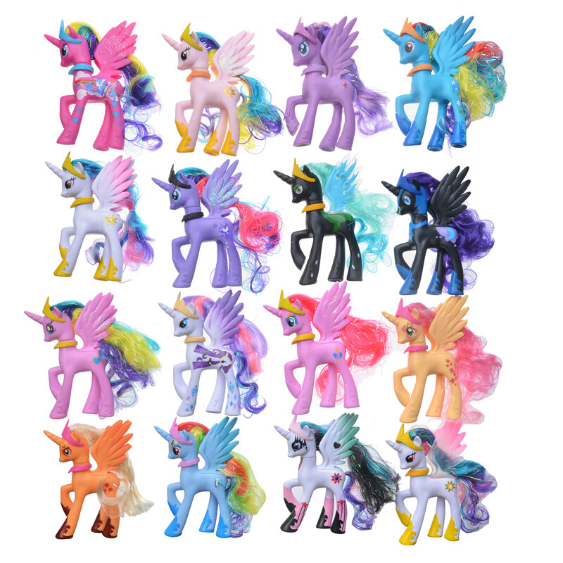 16 Style My Little Pony Toys Rarity Apple Jack Rainbow Dash Princess Celestia Action Figure Collection Model Doll Toys For Kids